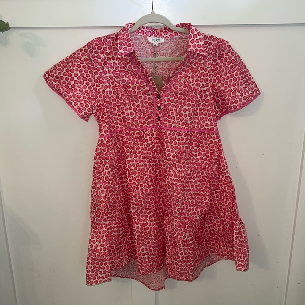 Umgee Brand Micro Pink floral print Vneck dress